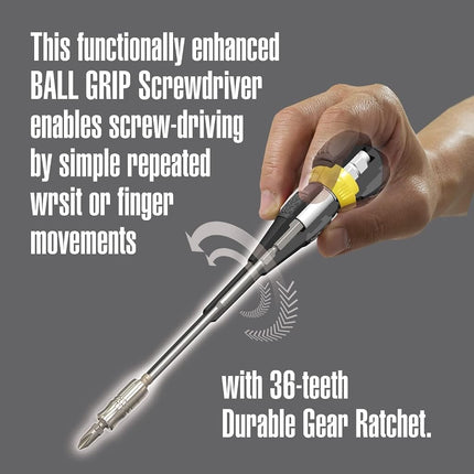 VESSEL - BALL GRIP Ratchet Interchangeable Screwdriver 2200MBH120