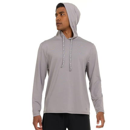 Champion Men's Sun Hoodie, Long Sleeve UPF 50+ Rash Guard Fishing Sun Shirt, Light Grey, S