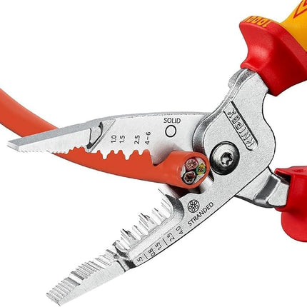 Knipex 13 76 200 ME WireStripper Metric Electrician's Wire Plier with Multi-Component Grip, Red/Yellow