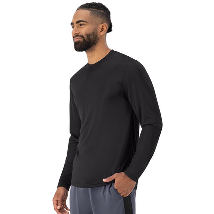 Hanes mensO482LLong Sleeve Cool Dri T-Shirt UPF 50+ (Pack of 2) Long Sleeve Shirt - Black - Medium