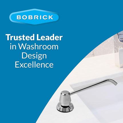 Bobrick 8226 Counter-Mounted Soap Dispenser, 34oz, Stainless Steel