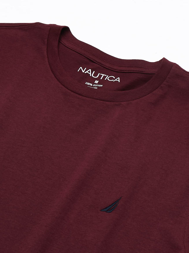 Nautica Men's Short Sleeve Solid Crew Neck T-Shirt, Royal Burgundy, XXXL