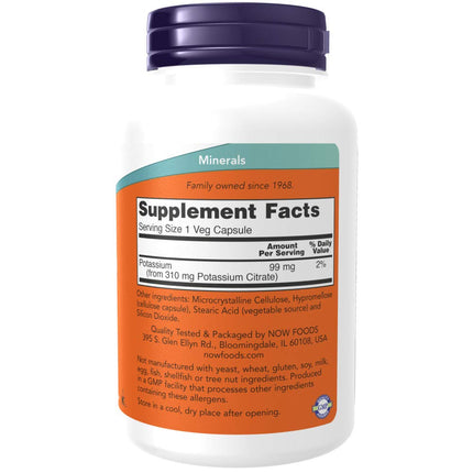 NOW Foods Potassium Citrate 99 Mg 180 Capsules (Pack Of 2)