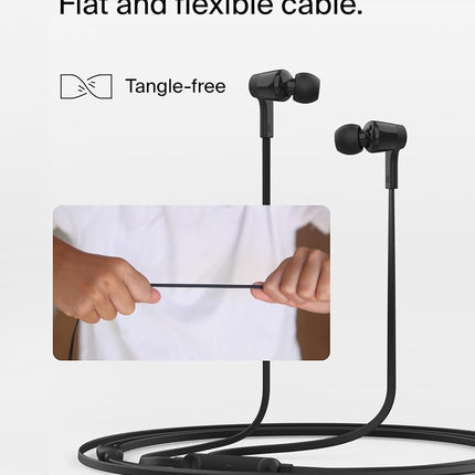 Belkin SoundForm Wired Earbuds with USB-C Connector, Black - In-Ear Earphones with Microphone - Headphones for iPhone 16, iPad Mini, Galaxy S24, Android, and More with USB-C Connector