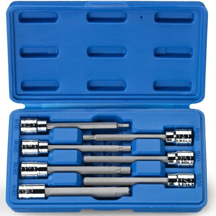 Neiko 10072A 3/8-Inch Drive Extra Long Allen Hex Bit Socket Set, SAE, 1/8-Inch - 3/8-Inch | S2 and Cr-V Steel, 7-Piece Set
