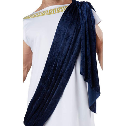 California Costumes Men's Grecian Toga Adult Costume, White/Navy Blue, M