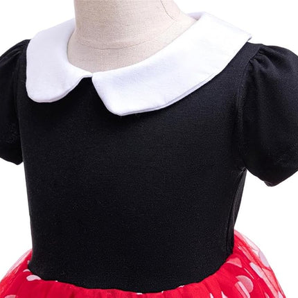 Dressy Daisy Baby Girls Polka Dots Fancy Dress Up Halloween Costume Birthday Party Outfit with Mouse Ears Headband Size 0-1, Red 426