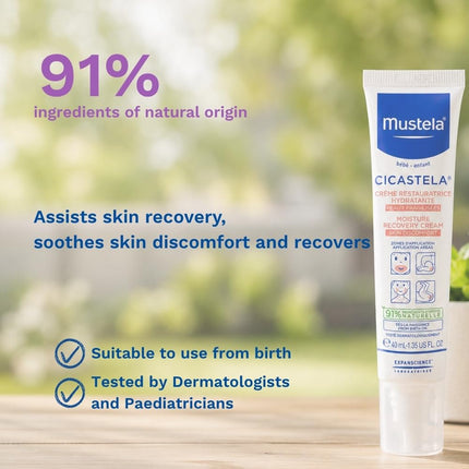 Mustela Recovery Cream for Skin Discomfort, Cicastela and Stelatria, for Dry and Irritated Skin, Fragrance-Free, Various Styles