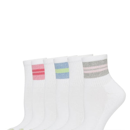 HUE Women's Mini Crew Sock, Heather Stripes, 6 Pai