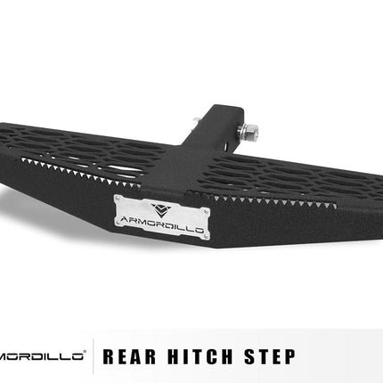 Armordillo AR Mesh Rear Hitch Step|Compatible for Class 4 Trailer Hitch 2" Receiver|Textured Black|Hitch Step Bar|Bumper Guard|Heavy Duty Steel|Universal|8724224