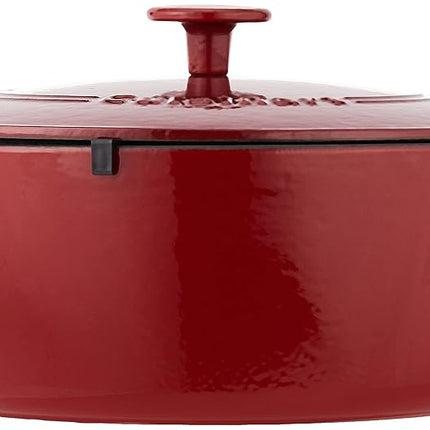 Cacerola redonda esmaltada de hierro fundido Chef's Classic de Cuisinart con tapa (rojo cardenal, 7 cuartos de galón)