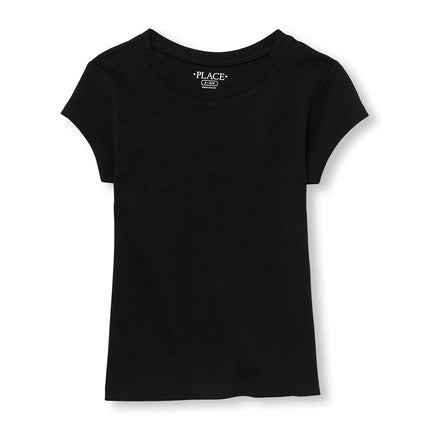 The Children's Place Girls' Uniform Basic Layering Tee, Black, X-Large