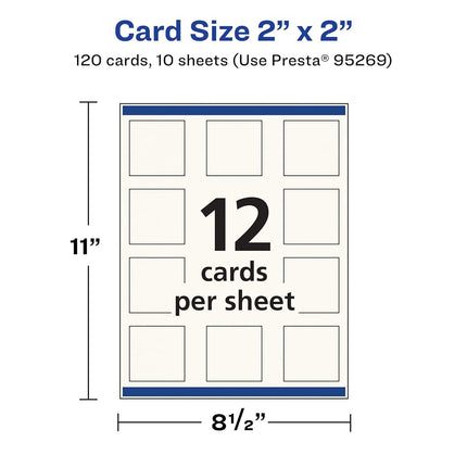 Avery Printable Square Business Cards with Sure Feed Technology, 2" x 2", Ivory Cardstock, Print-to-the-Edge, Laser/Inkjet Cards, 120 Total