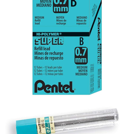 Pentel Super Hi-Polymer Lead Refill, 0.7mm Medium, B, 144 Pieces of Lead (50-B)