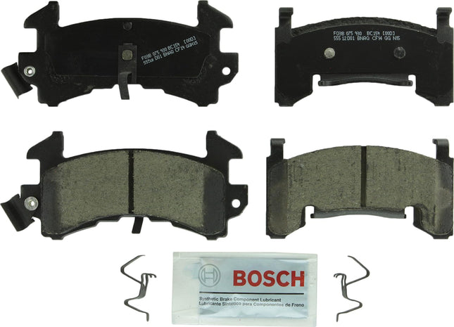 Bosch BC154 QuietCast Premium Ceramic Disc Brake Pad Set For Select Avanti, Buick, Cadillac, Chevrolet, GMC, Isuzu, Oldsmobile and Pontiac cars, trucks, and SUV's; Front