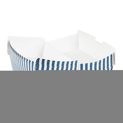 Bio Tek 6.7 x 3.5 x 3.5 Inch Clamshell Food Containers, 100 Disposable Sandwich Containers - Hinged Lid, Tab-Lock Closure, Blue And White Paper Hot Dog Containers, Greaseproof - Restaurantware