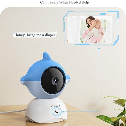 WUUK 2K Baby Monitor with Camera and Audio (Blue)