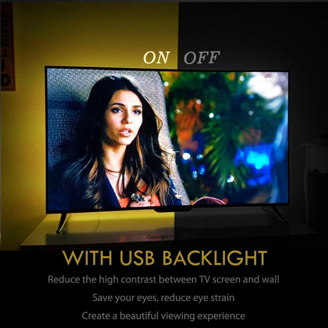 Kit de Rétroéclairage TV LED USB pour Téléviseurs de 50 à 55 Pouces - Sony LG Samsung Moniteur Télévision Intelligente Support Mural Espace de Travail Éclairage Ambiant à LED Changeant de Couleur