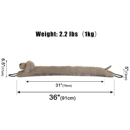 Marwood Under Door Draft Stopper Decorative Wind Stopper 36 inch for Door & Window, Weighted Animal Air Draft Stopper for Bottom of Door with Hanging Loops - Brown Dog