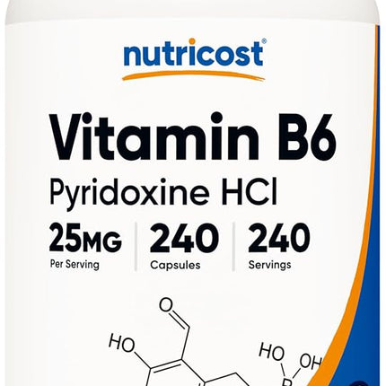 Nutricost Vitamin B6 (Pyridoxine HCl) 25mg, 240 Ca
