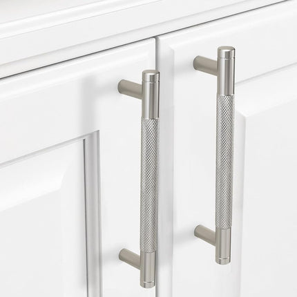 COTYKILEY 10 Pack 3.75 Inch(96mm) Brushed Satin Nickel Cabinet Handles Sliver Knurled Kitchen Cabinet Pulls Cabinet Door Handles Kitchen Cabinet Hardware Cupboard Drawer Pulls Dresser Handles