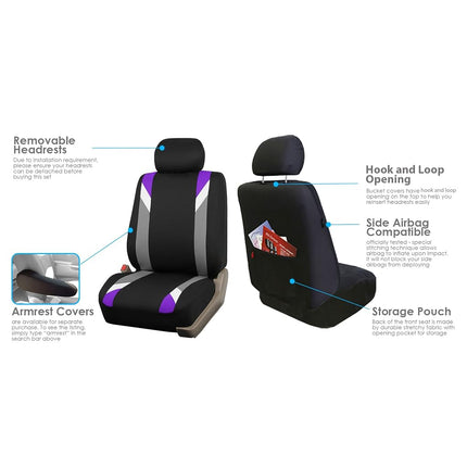 FH GROUP FH-FB033217 Three Row- Premium Modernistic Seat Covers Purple / Black- Fit Most Car, Truck, Suv, or Van