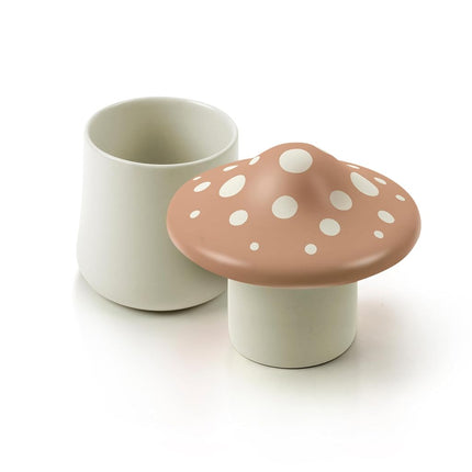 Genuine Fred Butter Storage, Mushroom Shaped, Ceramic, Pink and White