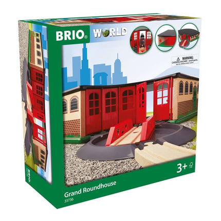 BRIO World Grand Roundhouse for Kids, Wooden Railway Roundhouse with Turntable, Fits Up to 5 Engines, Ages 3 Years and Up