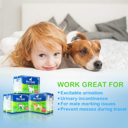Pet Soft Disposable Male Dog Wraps - Dog Diapers for Male Dogs, Puppy Diapers 72pcs XSmall