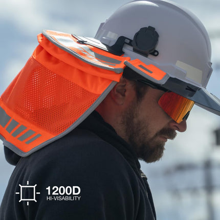 Klein Tools 03011 Hybrid Wide Brim Sombrero Sun Hat for Men with Neck Flap, Hi-Visibility 1200D Fabric, and Universal Hard Hat Clips
