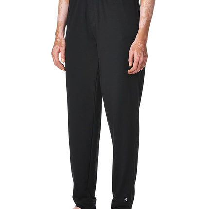 HUE Women's Solid French Terry Lounge Separates, Black - Jogger Pant with Pockets, Large
