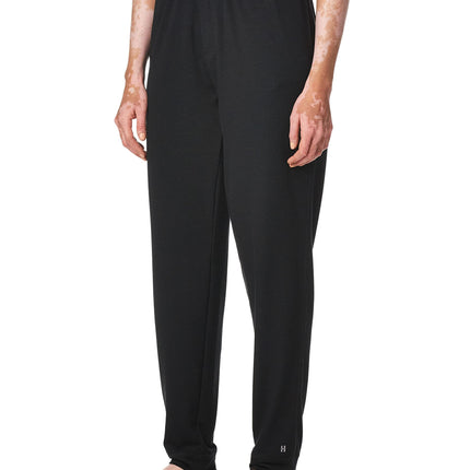 HUE Women's Solid French Terry Lounge Separates, Black - Jogger Pant with Pockets, Large