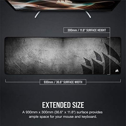 Corsair MM300 PRO Premium Spill-Proof, Stain-Resistant Cloth Gaming Mouse Pad (93 x 30 cm Surface, Micro-Weave Fabric, 3 mm Thick Plush Rubber, Durable Anti-Fray Edges) Extended, Black/Grey