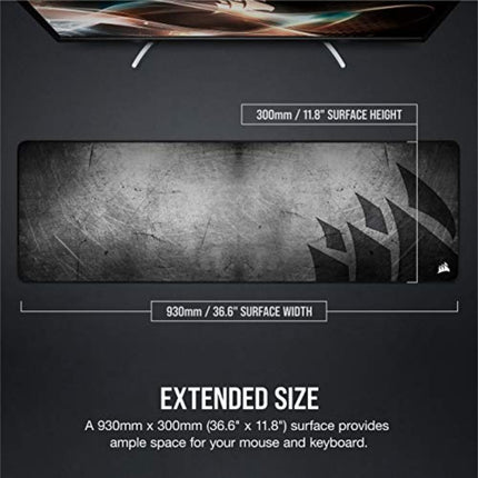 Corsair MM300 PRO Premium Spill-Proof, Stain-Resistant Cloth Gaming Mouse Pad (93 x 30 cm Surface, Micro-Weave Fabric, 3 mm Thick Plush Rubber, Durable Anti-Fray Edges) Extended, Black/Grey
