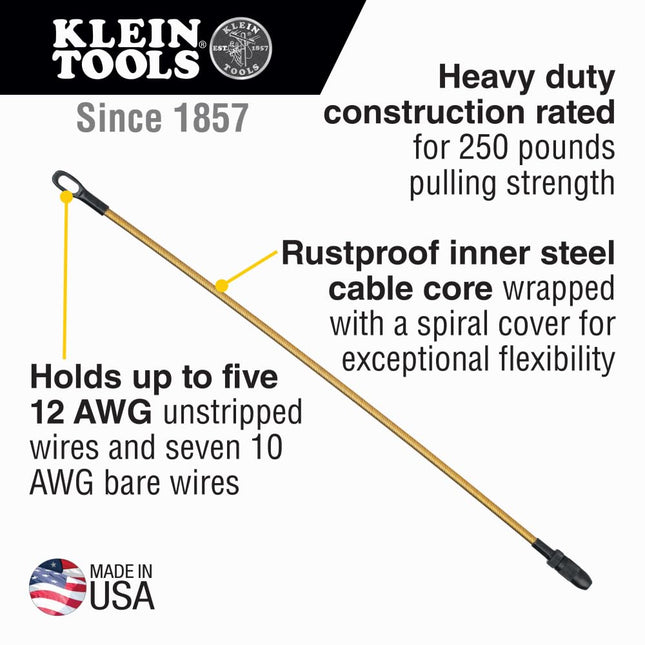 Klein Tools 50350 13-Inch Flexible Fish Tape Leader, Made in USA, for 1/8-Inch Wide Steel Fish Tapes