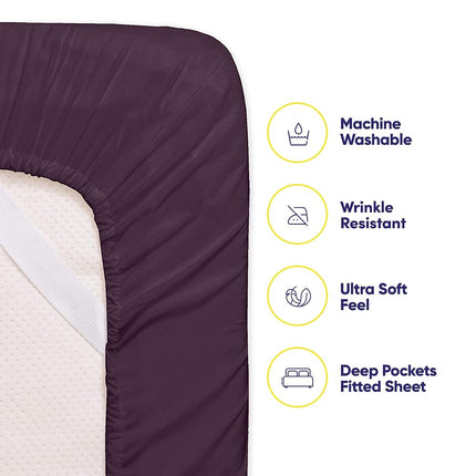 Sweet Home Collection 6-Piece 1500 Thread Count Egyptian Quality Deep Pocket Bed Sheet Set-2 Extra Pillow Cases, California King, Purple