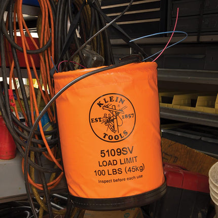 KLEIN TOOLS Utility Tool Bucket, Vinyl Lineman Bucket with Swivel Snap and Web Handle, 30 cm, 45 kg Load Rated Tool Holder, 5109SV, Orange