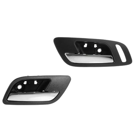 TRQ Door Handles Inside Ebony & Chrome Front Pair 