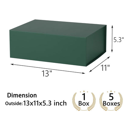 MUMUPACK Green Gift Box,13x11x5.3 Large Gift Boxes With Lids For Presents Includes Ribbon And Diy Printable Sticker Paper,Bridesmaid Proposal Box,Magnetic Gift Box For Birthday,Wedding,Graduation