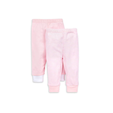 Burt's Bees Baby Baby Girls' Pants, Set of 2 Lightweight Knit Infant Bottoms, Blossom Solid/Stripes, 18 Months