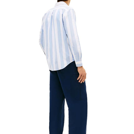 Tommy Hilfiger Men's Long Sleeve Oxford Shirts in Regular Fit, Men's Button Down Shirts, Also Available in Big and Tall Shirt Blue/Stripe