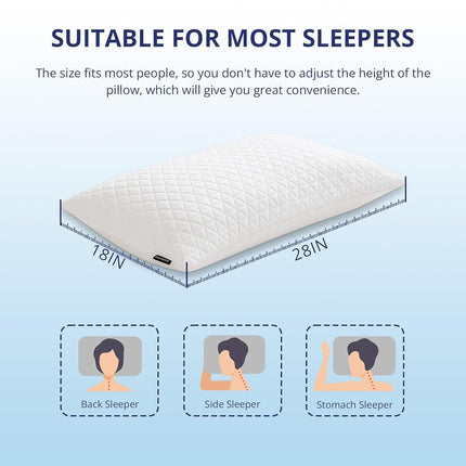 EGOHOME Shredded Memory Foam Pillows, Bed Pillows for Sleeping, Medium Standard/Queen Size Pillow for Side Back Stomach Sleepers, Neck Support Pillow with Washable Removable Cover (1 Pack)