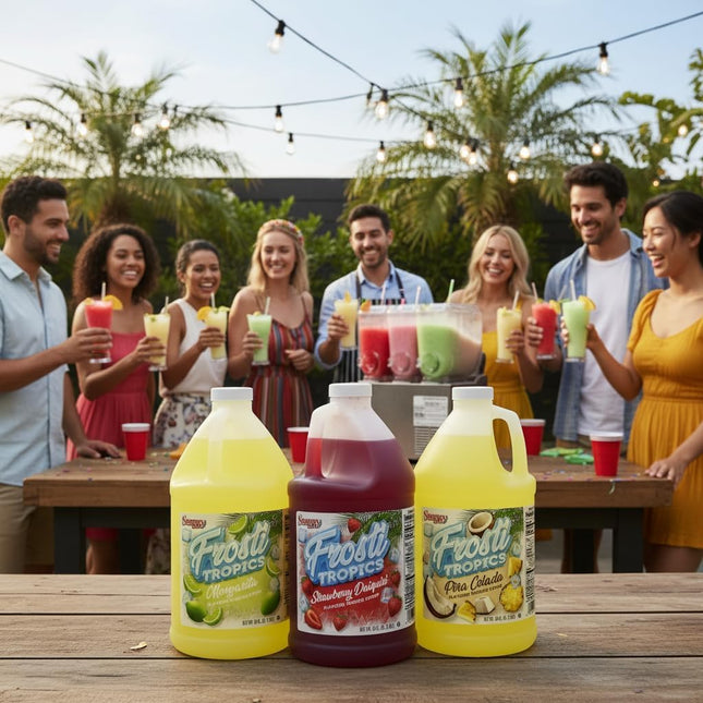 Snappy Frosti Tropics Pina Colada Slushie Mix, Slushie Syrups for Machine, Granita Slushy Syrup, Drink Mixers for Cocktails, Slushy Drink Mixes for Alcohol, 1/2 Gallon