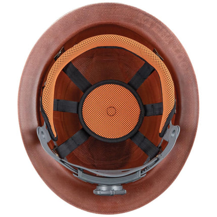 Klein Tools 60452 Hard Hat, Full Brim, Class G KONSTRUCT Series Hard Hat, Sweat-Wicking Sweatband, Top Pad, Brown