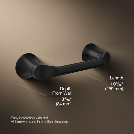 Kohler 27397-BL SIMPLICE Pivoting Toilet Paper Holder, Bathroom Accessory, Matte Black