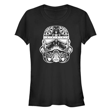 T-shirt à col rond Star Wars pour femme, motif Storm Trooper crâne en sucre, noir, taille XL