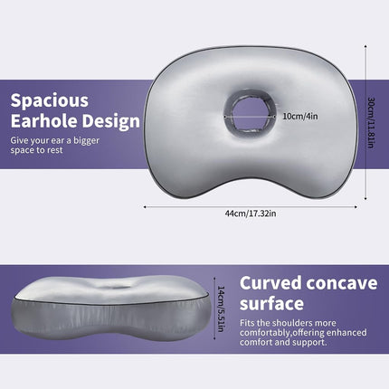 Nockovi Ear Piercing Pillow for Side Sleepers with Orthopedic Support, Ear Hole Pain Relief Removable Cover 12x19 Inch for Pierced Ears