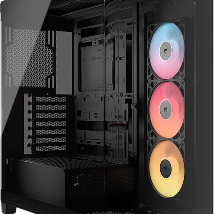 CORSAIR FRAME 4500X RS-R ARGB Panoramic Glass Mid-Tower PC Case – InfiniRail Mounting System, Fits Dual 360mm Radiators, GPU Anti-Sag, 3x RS120R Fans Included – Black