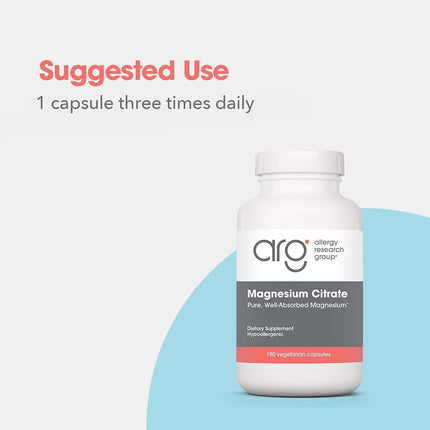 Allergy Research Group Citrate de magnésium 180 gélules végétales