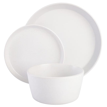 Gibson Soho Lounge Sofia Coupe Dinnerware Set, Service for 4 (12pcs), White w/Speckle